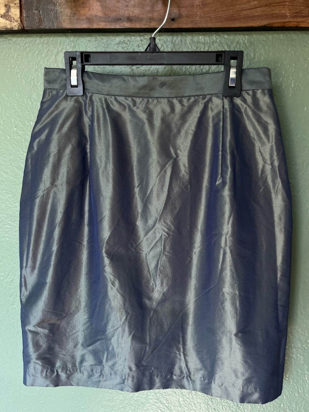 Vintage Barami 100% Silk Blue Metallic Shift Office Siren Pencil Skirt